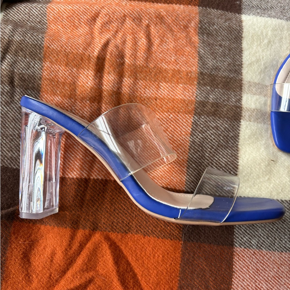 Clear and Blue Women's Heeled Sandals